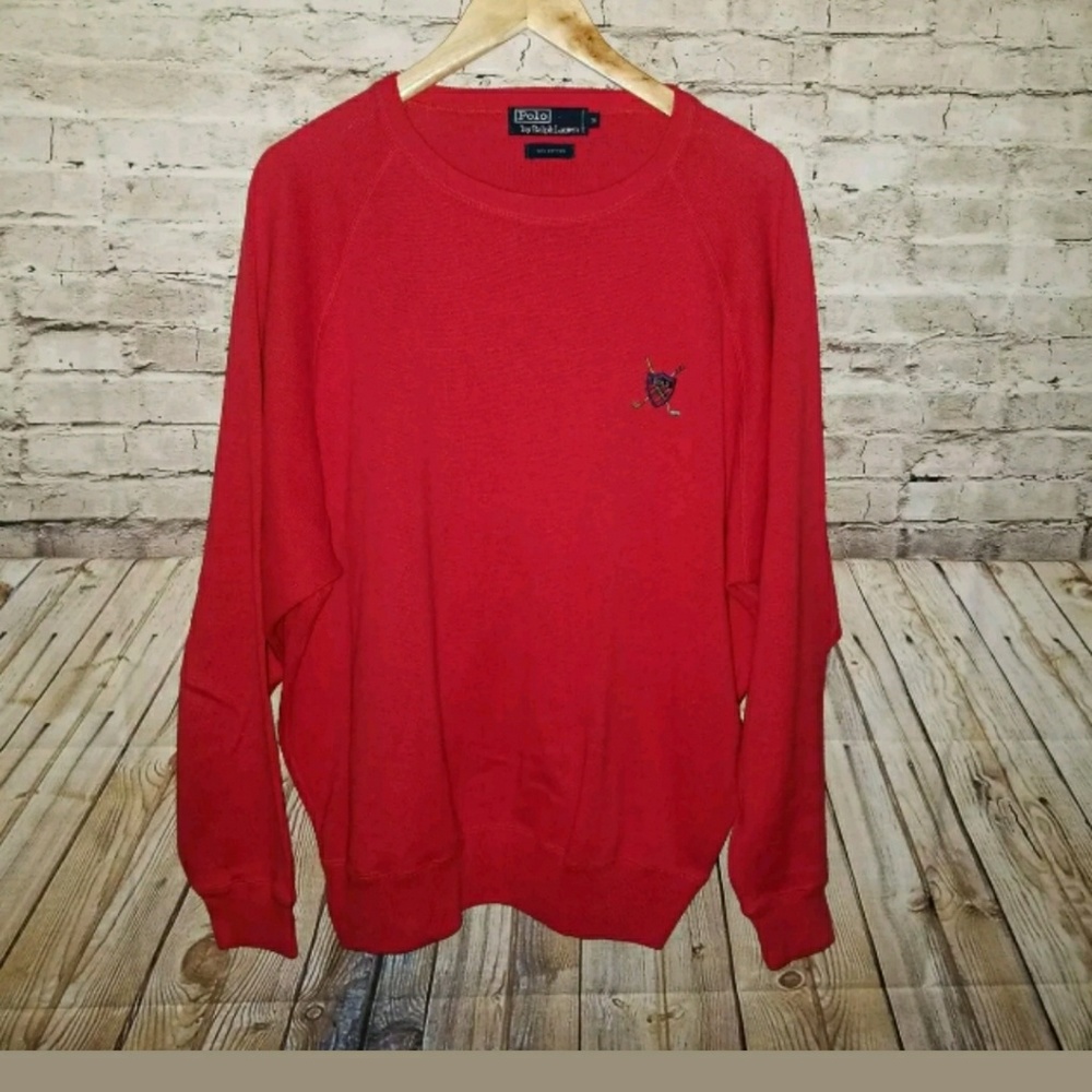 Polo Ralph Lauren Red 100% Cotton Crest Sweater XL